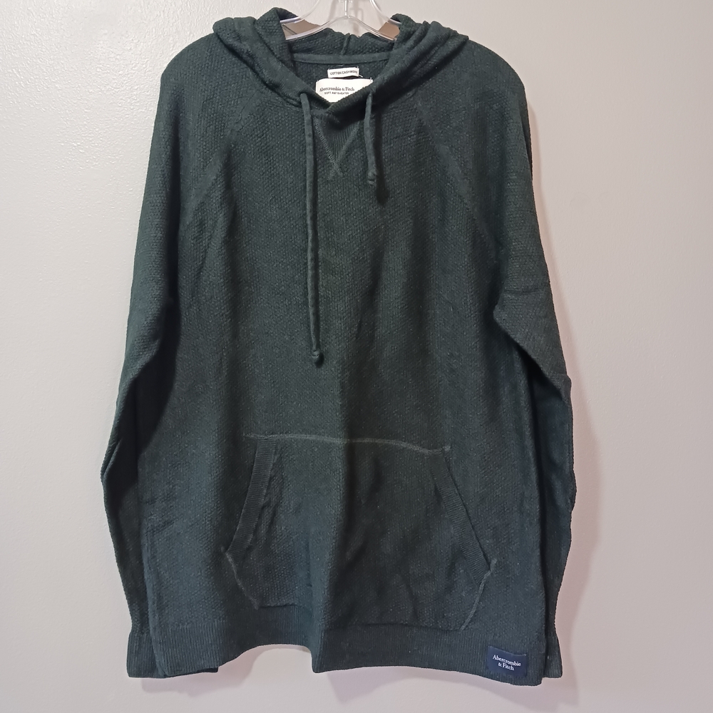 Abercrombie and Fitch Forest Green Hoodie Knit Cotton Cashmere XL